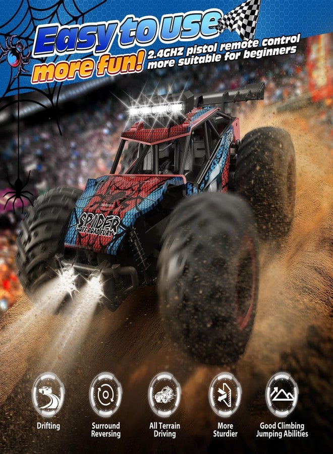 Tecnock RC Truck Remote Control Car for Kids Ages 6-8 8-12, 1/20 Scale Off Road 2WD RC Cars with LED Lights and 50 Min Run Time, 2.4GHz All Terrain Toys Vehicle, Gifts for Boys Girls - Image 2